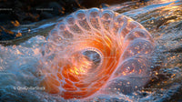 Captivating Vortex in Flowing Water with Orange Glow