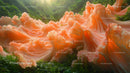 Abstract Orange Waves in Lush Green Landscape