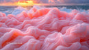 Surreal Pink Ocean Waves at Sunset