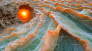 Surreal Sandstone Formations with Vibrant Orange Glow
