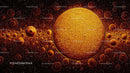 Vibrant Cosmic Swirls with Glowing Solar Motif