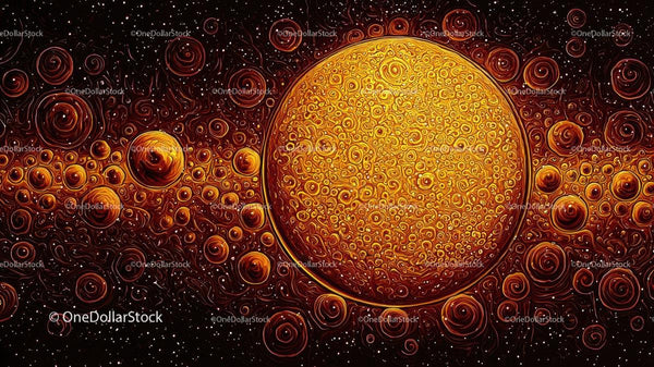 Vibrant Cosmic Swirls with Glowing Solar Motif