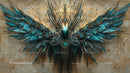 Futuristic Metallic Wings in Cyberpunk Art