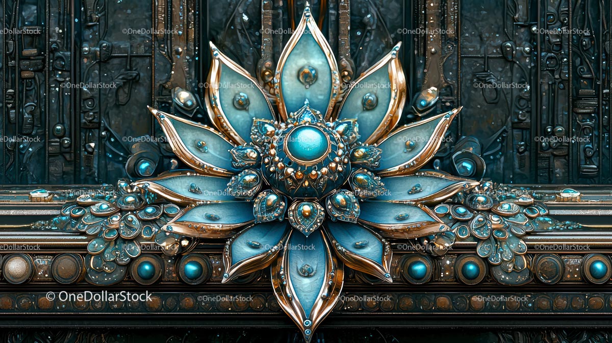 Luksusowa dekoracyjna mandala steampunk z kamieniami szlachetnymi