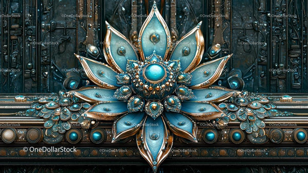 Luxurious Steampunk Decorative Mandala with Gemstone Highlights