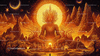 Majestic Mystical Figure in a Vibrant Cosmic Landscape