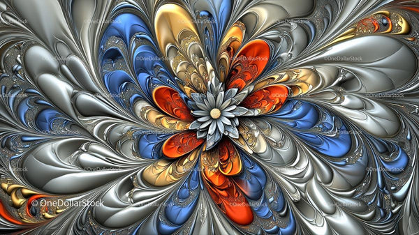 Vibrant Fractal Flower with Intricate Patterns