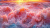 Dreamlike Pink Ocean Waves at Sunset