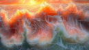 Vibrant Ocean Waves Lit by a Golden Sunset