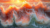 Vibrant Ocean Waves Lit by a Golden Sunset