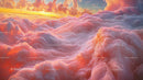Dramatic Sunset with Fluffy Pink Clouds in the Sky