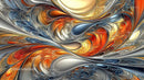 Vibrant Abstract with Orange and Blue Swirls