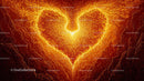 Vibrant Fiery Heart with Intricate Patterns
