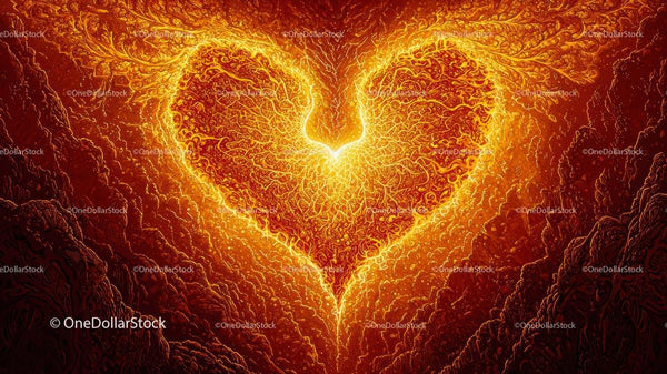 Vibrant Fiery Heart with Intricate Patterns