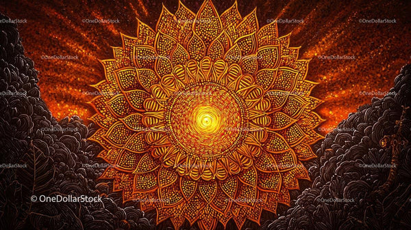 Intricate Mandala Design with Vibrant Orange and Gold Hues
