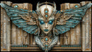 Steampunk Fantasy Sculpture with Winged Goddess