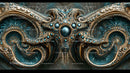 Ornate Abstract Design with Blue Gemstones