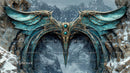 Ornate Dragon Motif Gateway in Icy Mountain Setting