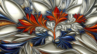 Vibrant Abstract Floral Design with Metallic Texture