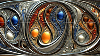 Intricate Abstract Design with Vibrant Metallic Colors