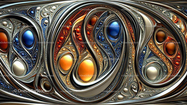 Intricate Abstract Design with Vibrant Metallic Colors