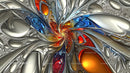Vibrant Swirling Fractal with Metallic Highlights