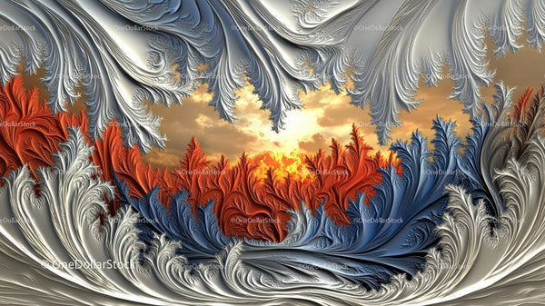 Surreal Fractal Landscape with Vibrant Patterns