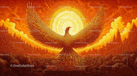 Glorious Phoenix Rising with Fiery Wings at Sunrise