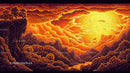Vibrant Sunset Over Surreal Fantasy Landscape
