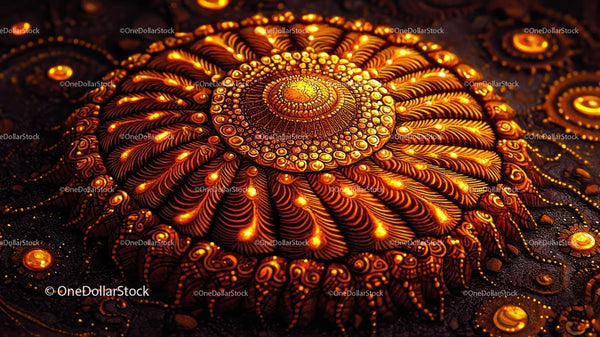 Intricate Golden Mandala with Ornamental Floral Design