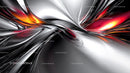 Futuristic Abstract Art with Silver and Fiery Orange Hues