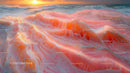 Vibrant Ocean Waves at Sunset with Abstract Sea Foam