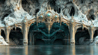 Ornate Fantasy Cave Entrance with Reflective Waters