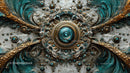 Intricate Gold and Teal Mandala with Ornate Details