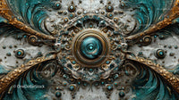 Intricate Gold and Teal Mandala with Ornate Details