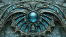 Intricate Metallic and Blue Gemstone Design