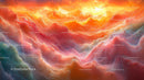 Vibrant Abstract Sunset Over Surreal Landscape