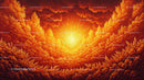 Fiery Sunset Over a Lush Landscape