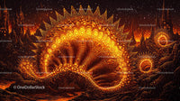 Fiery Dragon in Mystical Fantasy Landscape