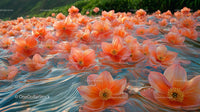 Orange Flowers on a Tranquil Water Surface