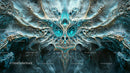 Intricate Blue Fractal Art with Symmetrical Design