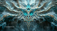 Intricate Blue Fractal Art with Symmetrical Design