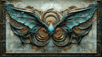 Intricate Blue and Gold Decorative Butterfly Art