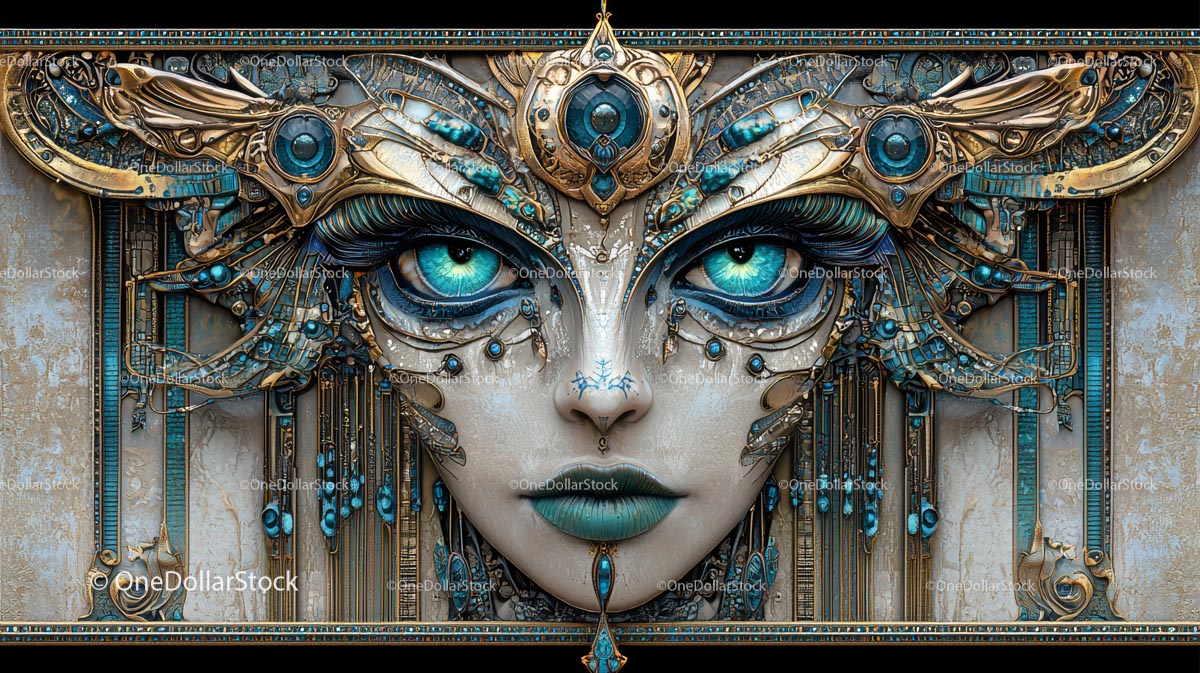 Skomplikowana maska ​​steampunk fantasy z niebieskimi oczami