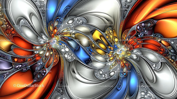 Vibrant Abstract Fractal with Swirling Geometric Forms