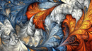 Vibrant Fractal Waves in Orange, Blue, and White