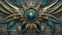 Intricate Blue and Gold Ornamental Design