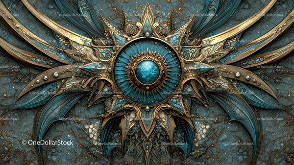 Intricate Blue and Gold Ornamental Design