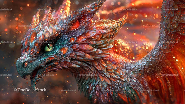 Vibrant Fantasy Dragon with Intricate Scales