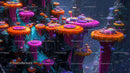 Vibrant Fantasy Landscape with Glowing Forest Mushrooms
